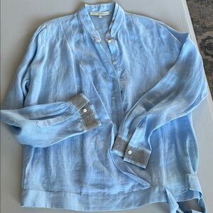 Rani Arabella long sleeve beaded linen wrap blouse